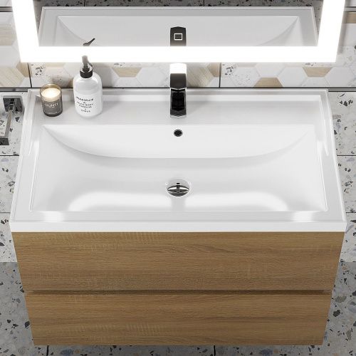 Раковина из искусственного камня Uperwood Family 293020630 80х50 полувстраиваемая цвет белый - фото 3