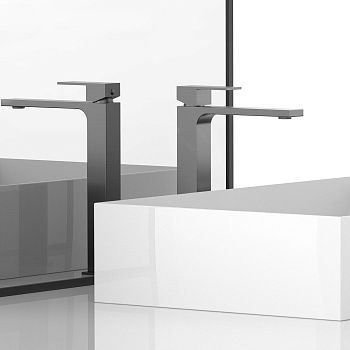 Смеситель для раковины Vincea Cube VBF-1C02GM на столешницу вороненая сталь