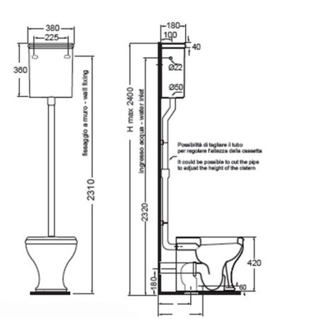 Бачок для унитаза Azzurra Jubilaeum CHCSAL000000BI/(CHA400/С bi)