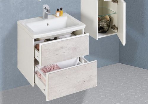 Тумба под раковину Roca Ronda ZRU9303003 70х40 подвесная цвет серый/белый - фото 5