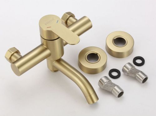 Смеситель для ванны и душа Fmark FS8206C настенный золото - фото 4