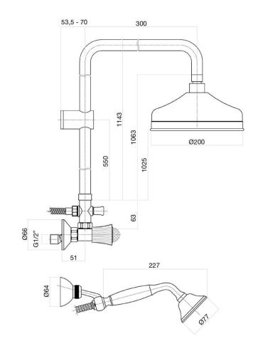 Душевая стойка Fiore 13OO0620 настенная цвет золото - фото 3