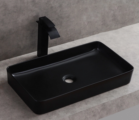 Раковина CeramaLux 9396MB 60х40 накладная цвет черный без отверстий под смеситель