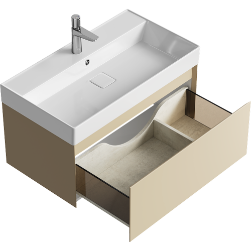 Тумба под раковину Aqwella Y GE01081MD 80х50 подвесная цвет бежевый - фото 2