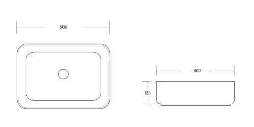 Раковина из сантехнического фарфора Milleau MIEL MU0084-MB/GW 50х40 накладная цвет белый без отверстий под смеситель - фото 2