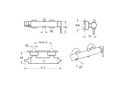 Смеситель Vitra Suit A4281839 настенный черный - фото 2
