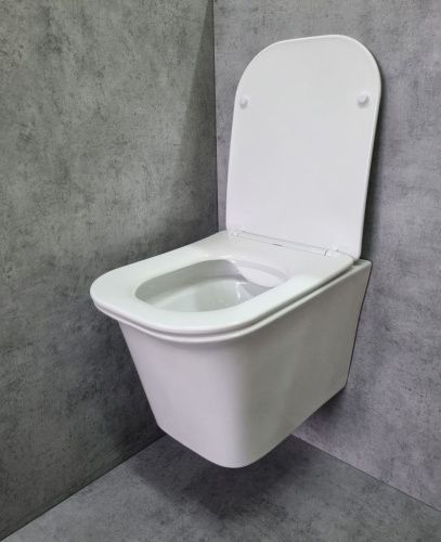 Унитаз подвесной CeramaLux 2622E белый с сиденьем микролифт каскадный смыв - фото 4