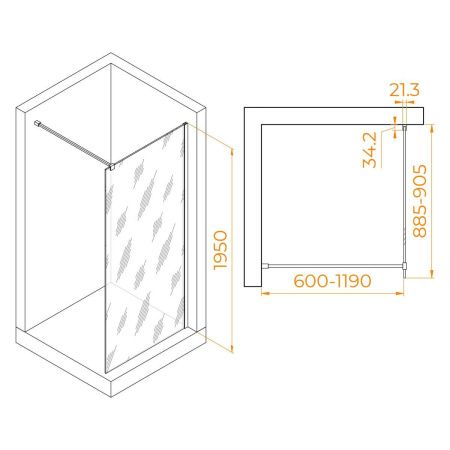 Душевая перегородка RGW Walk In 351000109-11 90х195 стекло прозрачное профиль хром