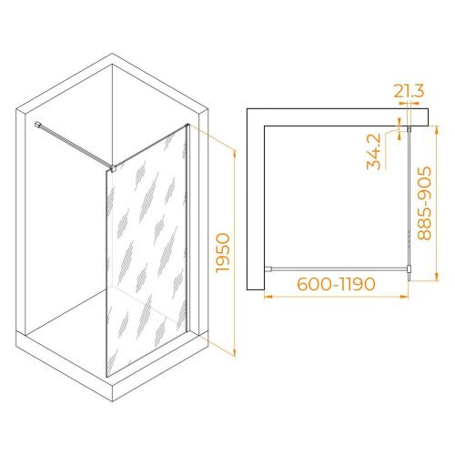Душевая перегородка RGW Walk In 351000109-11 90х195 стекло прозрачное профиль хром - фото 2