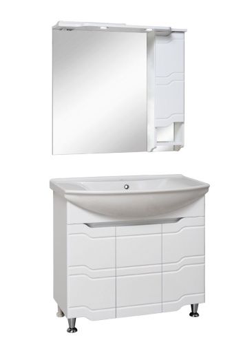 Зеркало-шкаф Runo Стиль 00000001116 90х80 подвесной цвет белый - фото 4