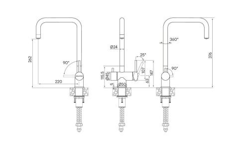Смеситель для кухни Paulmark WETTER We213030-BLM на мойку черный - фото 3