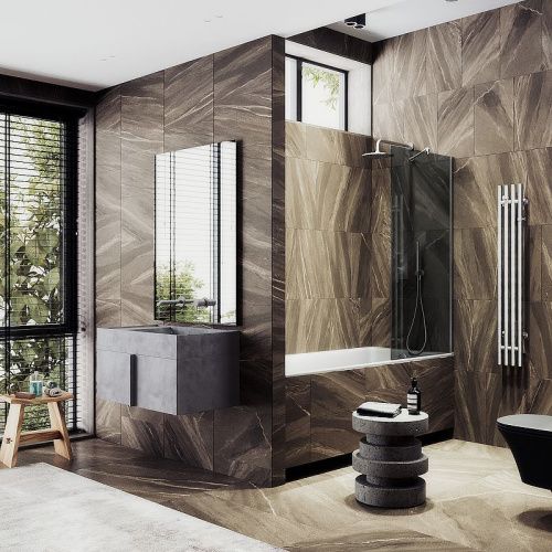 Душевая шторка на ванну Maybah Glass MGV-82-5ш 80х140 стекло тонированное профиль хром ориентация универсальная - фото 2