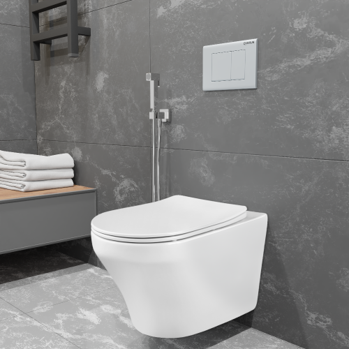 Унитаз подвесной CHARUS TORRE BIANCA EWC700-124W белый с сиденьем микролифт безободковый каскадный смыв - фото 5