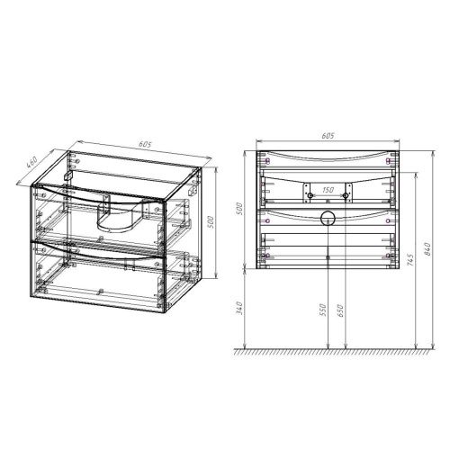 Тумба под раковину Vincea Mia VMC-2MC600VO 60х50 подвесная цвет коричневый - фото 5