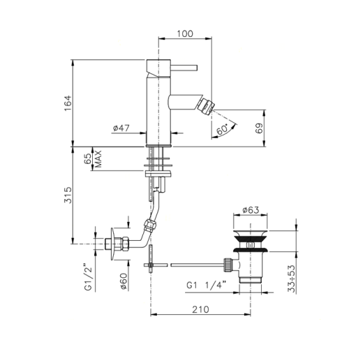 Смеситель Nicolazzi Olympus 3703CR на биде хром - фото 2