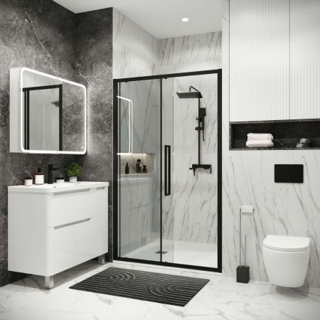 Душевая дверь Grossman Cosmo 100.K33.02.130.21.00 130х195 стекло прозрачное профиль черный