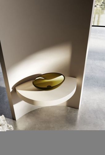 Раковина из полиэфирной смолы Abber KRISTALL AT2802Vesuvian 50х40 накладная цвет зеленый без отверстий под смеситель - фото 2