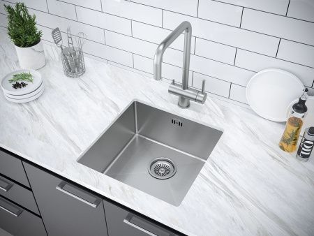 Кухонная мойка Paulmark GERBERG 44 UNI PM214444-BS 40х40 цвет нержавеющая сталь поверхность брашированная