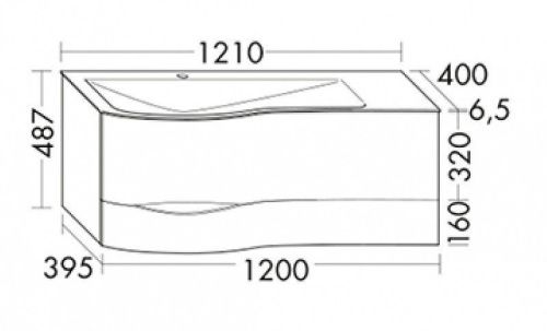 Тумба с раковиной Burgbad Sinea SFFQ121L F2800 G0165 C0001*1 120х50 подвесная цвет белый - фото 2