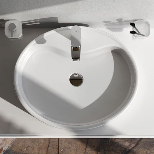 Раковина из сантехнического фарфора Am.Pm Func M8FWCC20561WG 60х50 накладная цвет белый 1 отверстие под смеситель - фото 4