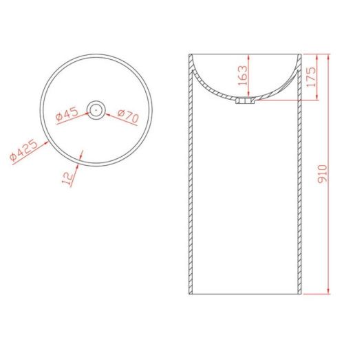 Раковина из искусственного камня MonteBianco Pisa 11235 40х40 напольная цвет белый без отверстий под смеситель - фото 5