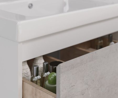 Тумба под раковину LeMark Combi LM03C100T-Beton 100х40 напольная цвет серый/белый