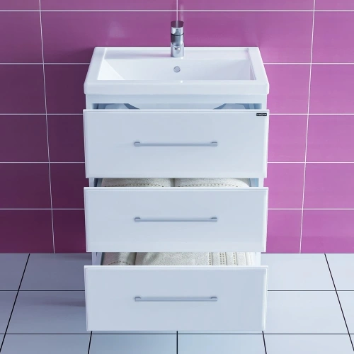 Тумба под раковину СанТа Омега 207046 60х40 подвесная цвет белый - фото 2