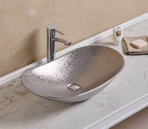 Раковина из сантехнического фаянса CeramaLux 7811ASS 60х40 накладная цвет серый без отверстий под смеситель - фото 2