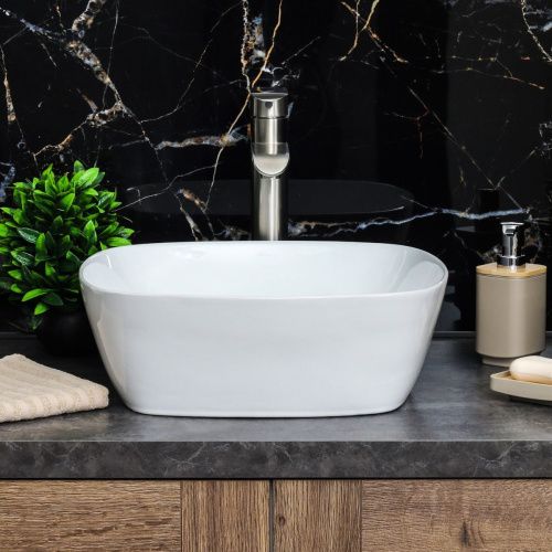 Раковина из сантехнического фарфора Melana A500C-805 40х40 накладная цвет белый без отверстий под смеситель - фото 4