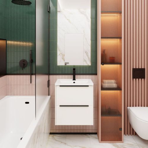 Тумба с раковиной La Fenice TESORO NFNC-01-TES-PB-60-2-3-60 60х50 подвесная цвет белый - фото 3