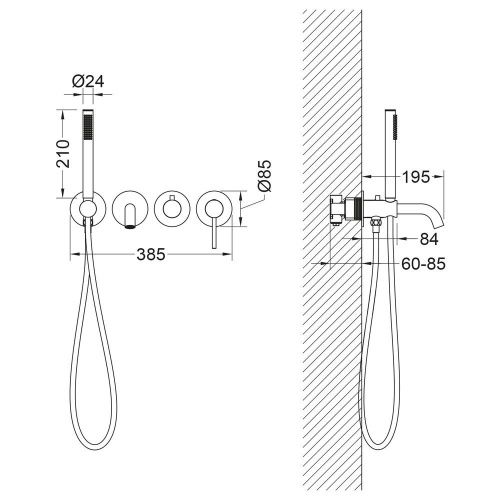 Смеситель для ванны и душа Timo Saona 2314/16YSM встраиваемый в стену белый - фото 2