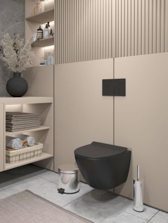 Унитаз подвесной Teymi Lina T40114 черный с сиденьем микролифт безободковый смыв торнадо