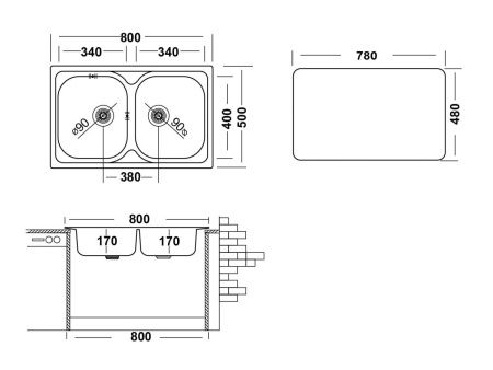 Кухонная мойка Ukinox Гранд GRL800.500 20GT8K -O 80х50 цвет нержавеющая сталь поверхность полированная