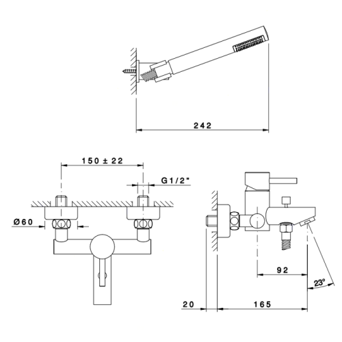 Смеситель для ванны Nicolazzi Olympus 3701CR настенный хром - фото 2