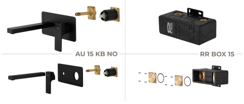 Смеситель для раковины Remer Absolute AU15KBNO встраиваемый в стену черный - фото 2