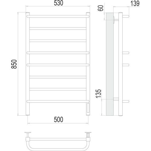 Полотенцесушитель электрический Terminus 4670078531254 55х85 хром - фото 3