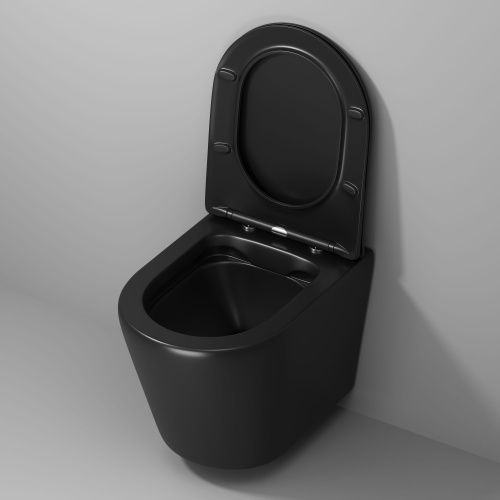 Унитаз подвесной Grossman Fly GR-4478BMS черный с сиденьем микролифт безободковый каскадный смыв - фото 4