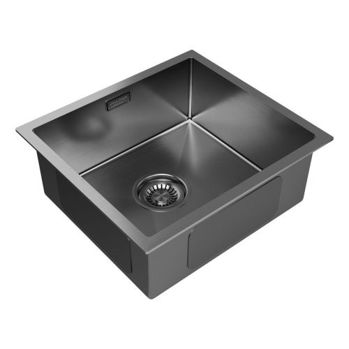 Кухонная мойка Paulmark ALLER 44 UNI PM904444-GM 40х40 цвет вороненая сталь поверхность брашированная - фото 2