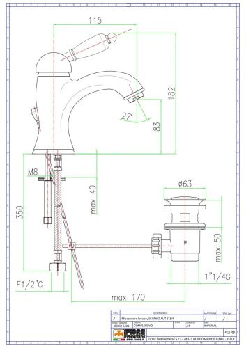 Смеситель Fiore Imperiale 83OO5221 на раковину золото - фото 2