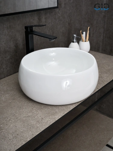 Раковина керамическая Gid Esfera 51213 40х40 накладная цвет белый без отверстий под смеситель - фото 3