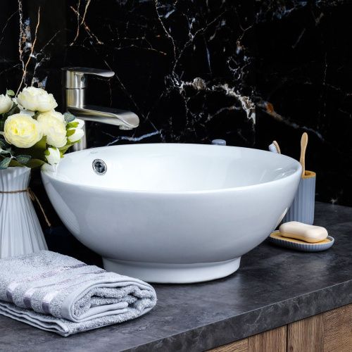 Раковина из сантехнического фарфора Melana 320302-805 40х40 накладная цвет белый без отверстий под смеситель - фото 5