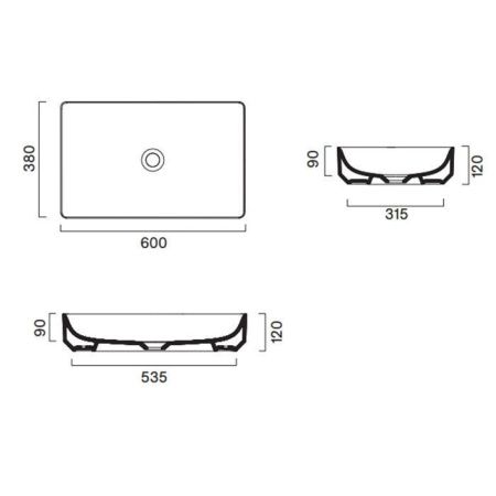 Раковина керамическая Catalano Green 422600001 60 см накладная цвет белый без отверстий под смеситель