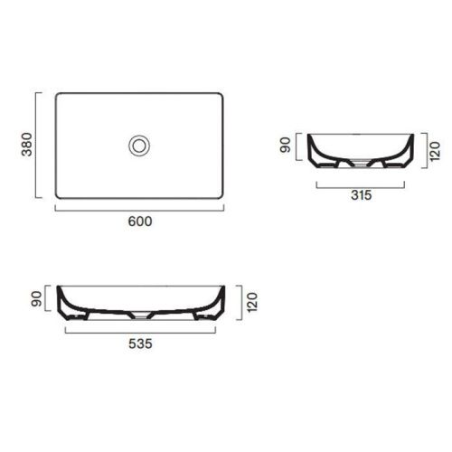 Раковина керамическая Catalano Green 422600001 60 см накладная цвет белый без отверстий под смеситель - фото 2