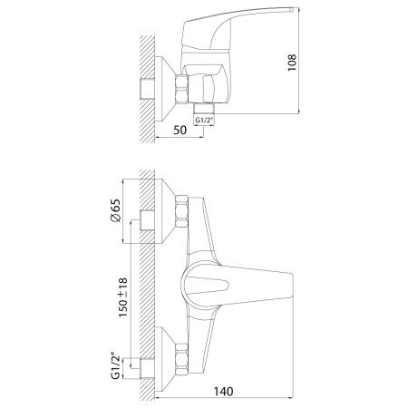 Смеситель для душа Rossinka D D40-41 настенный хром