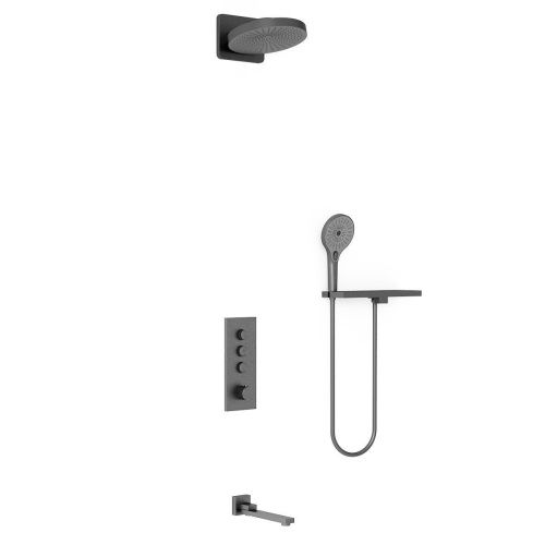 Душевая система Vincea VSFW-433TI1RGM встраиваемая в стену цвет вороненая сталь с термостатом - фото 3