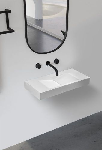 Раковина из искусственного камня Abber STEIN AS2641 100х50 подвесная цвет белый без отверстий под смеситель - фото 2