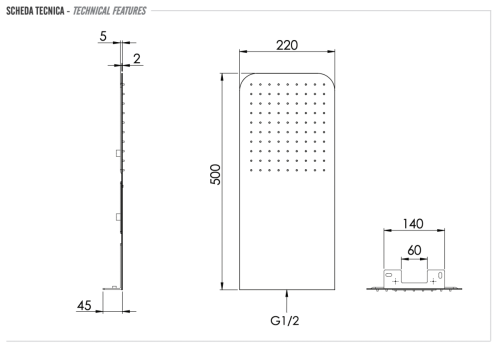 Верхний душ Remer 350UFDx 20х50 хром - фото 2