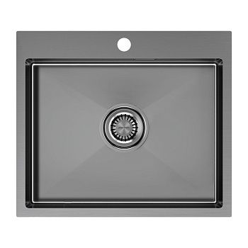Кухонная мойка Paulmark VELTEN 59 PM805951-GM 60х50 цвет вороненая сталь поверхность брашированная