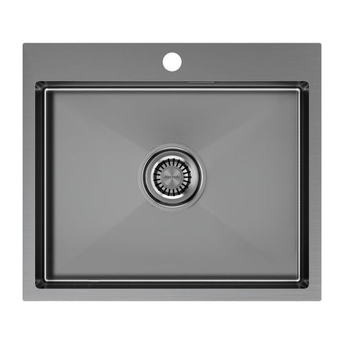 Кухонная мойка Paulmark VELTEN 59 PM805951-GM 60х50 цвет вороненая сталь поверхность брашированная