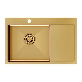 Кухонная мойка Paulmark VELTEN 78F PM807851-BGL 80х50 цвет золото поверхность брашированная